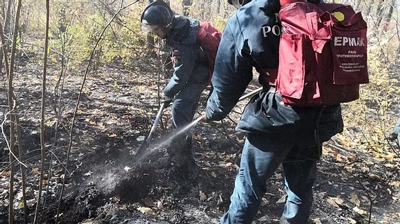 Ликвидация пожара на горе Барсук Красноглинского района Самарской области