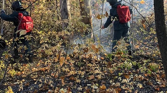 Ликвидация пожара на горе Барсук Красноглинского района Самарской области