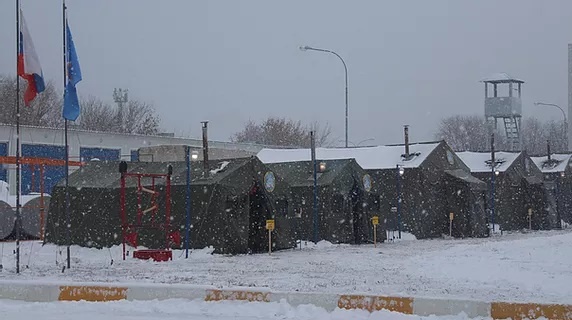 Проверка готовности мобильных пунктов обогрева Волжского спасательного центра мчс России.