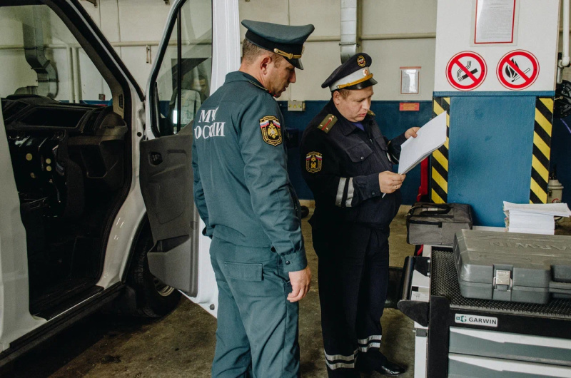 Проведение технического осмотра транспортных средств в ФГКУ «Волжский спасательный центр МЧС России»