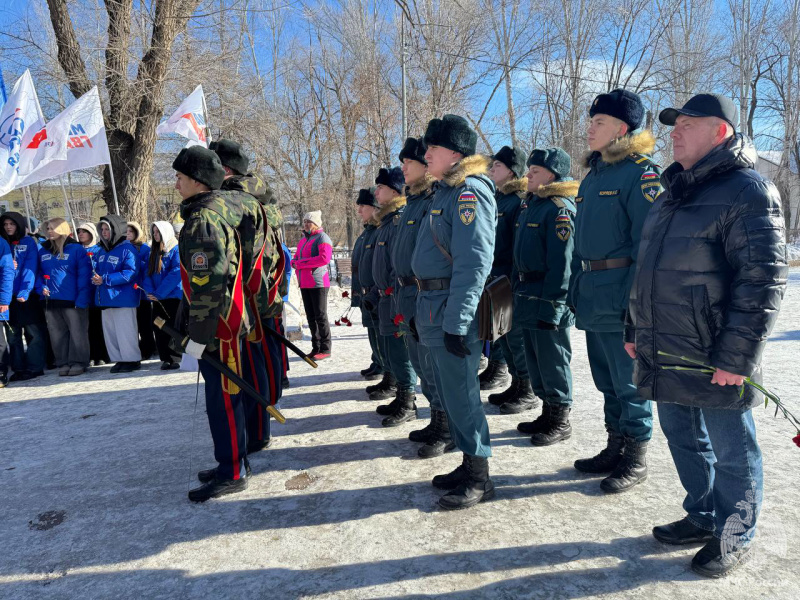Военнослужащие центра приняли участие в митинге, посвящённом Дню защитника Отечества