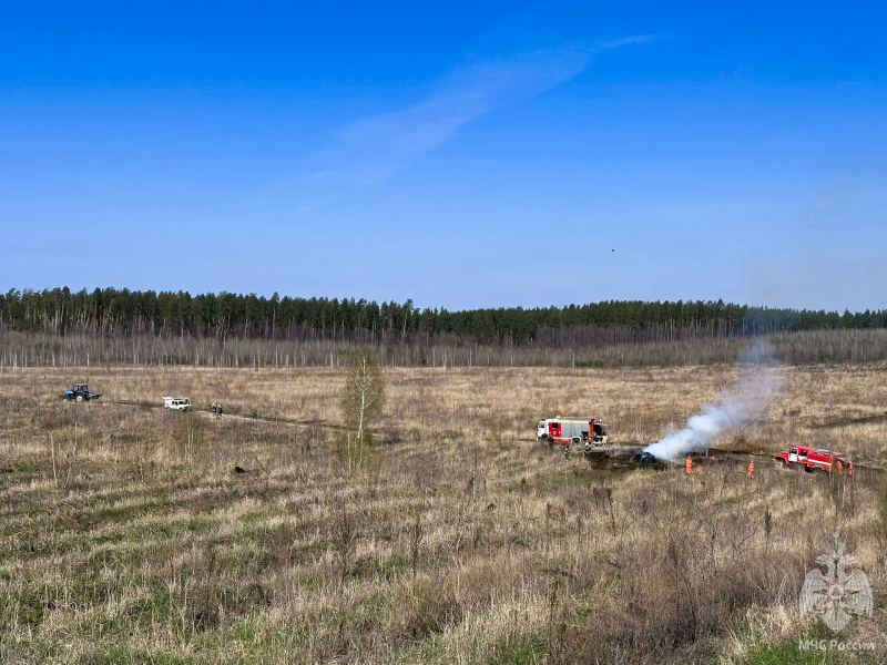Военнослужащие спасательного центра отработали действия по тушению крупных лесных пожаров на территории Самарской области